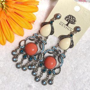 Boho Earrings Long Post Drop Bead Dangles NWT